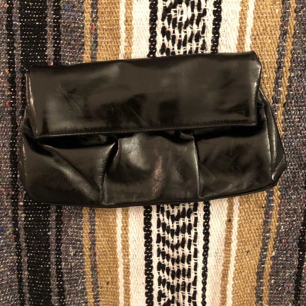 Fold over black clutch